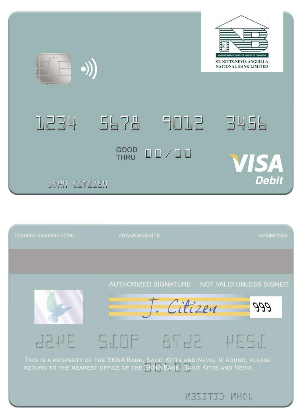 Saint Kitts and Nevis SKNA Bank visa debit card